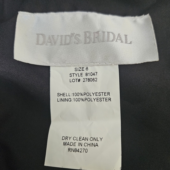 Davids Bridal dress Sz 6 sleeveless ruched elegant black formal maxi - Picture 7 of 10